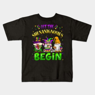 Let The Shenanigans Begin Mardi Gras Gnomes Kids Women Men Kids T-Shirt